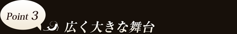 Point3　広く大きな舞台